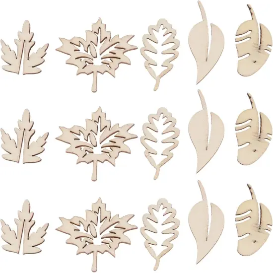 50pcs Wooden Leaves Unfinished Wood Shapes {1}