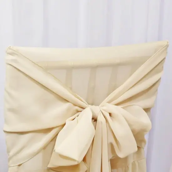 1 Piece Chiffon Chiavari Chair Cover With Sash Champagne {5}