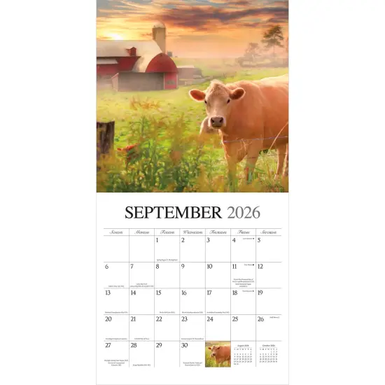 Beckoning Barns | 2026 12 x 24 Inch (Hanging) Monthly Square Wall Calendar | Featuring the Artwork of Lori Deiter | Plastic-Free {3}