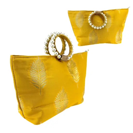 Eid Gift, Silk Hand Bag, Nikah Favor, Indian Muslim Punjabi Wedding Favor, Diwali Gift Bag, Diwali Favor, Diwali Gift, Housewarming Favor, Yellow {1}