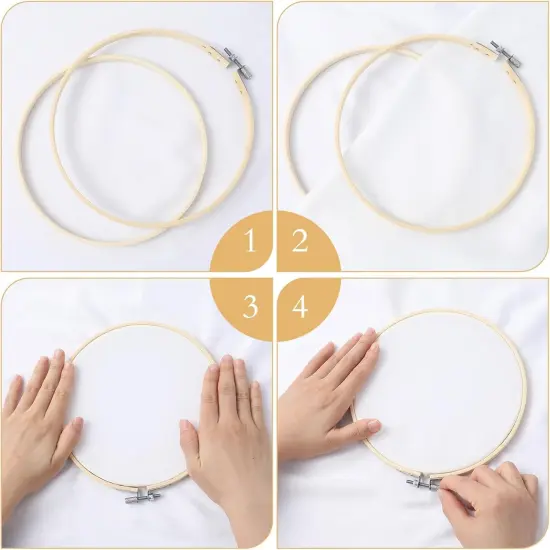 3 Pieces Embroidery Hoops, 4/6/7 inch Round Bamboo Adjustable Frame Circle {2}