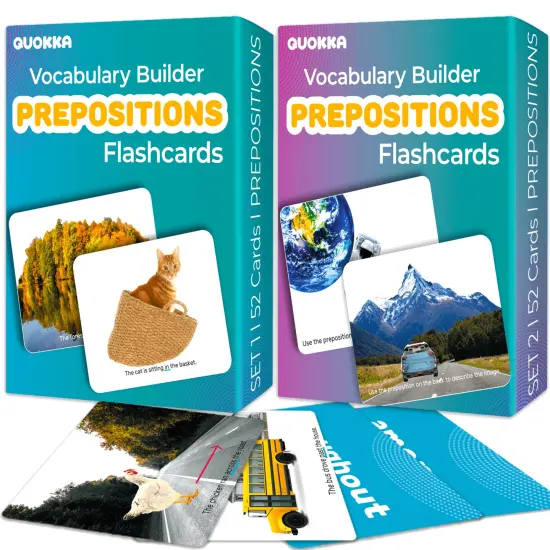 QUOKKA Set of 2 Learning Flash Cards 2x52 - Words&Sentences - Action Verbs - Vocabulary Builder {1}