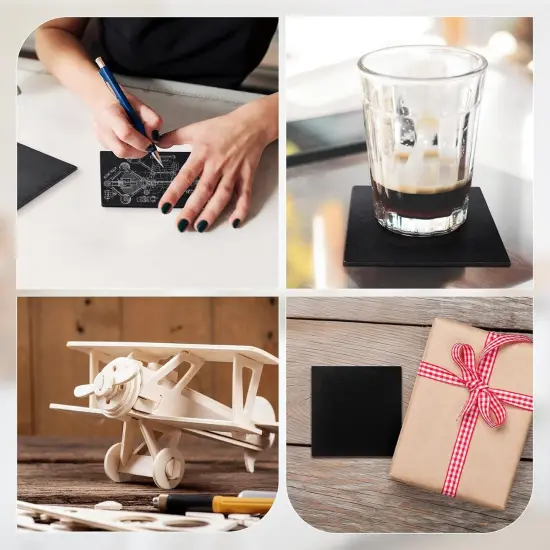 120 Pieces Unfinished Wood Squares 4" x 4" Blank Wood Pieces Natural Wooden Cutout {3}