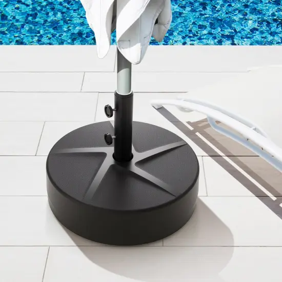 Black Patio Umbrella Base with Metal Pole and Refillable Water Sand Reservoir {6}