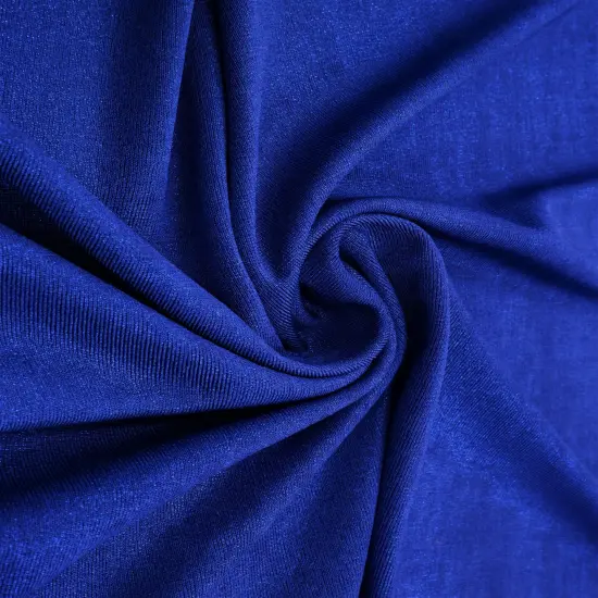 1 Yard Slinky 1x1 Rib Knit Fabric with Foil Finish 240 GSM, 52&Prime; Wide Polyester Spandex Blend ROYAL BRIGHT {3}
