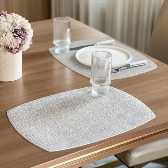Linen Style Placemat with Rounded Corners Gray {7}