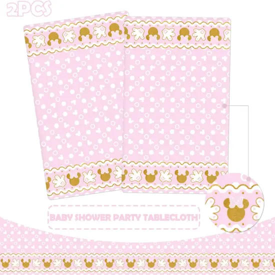2pcs Minnie Mouse Pink Table Cover Party {2}