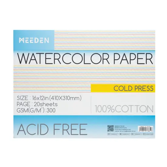 MEEDEN 16x12" Cold Press Watercolor Paper Pad 20 Sheets {1}