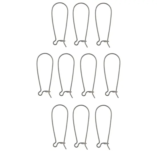 JewelrySupply Kidney Ear Wire 33mm Surgical Stainless Steel (Package of 10) {1}