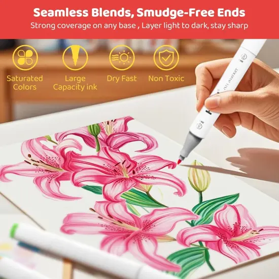 100 Colors Dual Tips, Coloring Alcohol Markers {3}