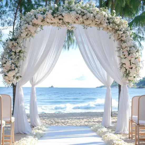 Wedding Arch Draping Fabric &ndash; 2 Panels Sheer Backdrop Curtain 28"x19Ft for Ceremony & Party Decor {3}