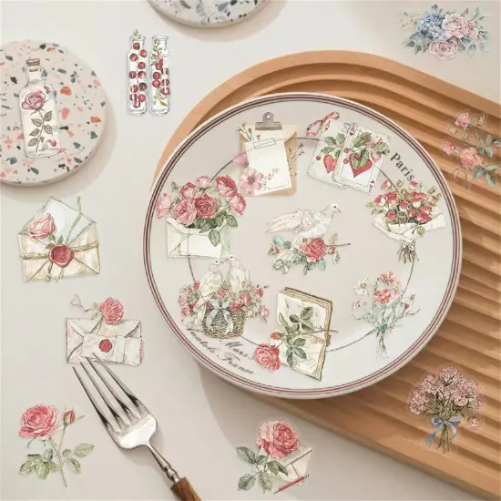 50pcs Transparent Flower Stickers for Scrapbooking (FLOWER50) {2}