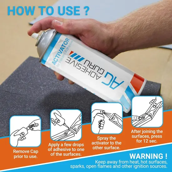 ADHESIVE GURU AG250 CA Glue (4.5 oz) & Activator Spray Set (16.9 fl oz), Transparent Super Glue and Accelerator Aerosol Kit {4}