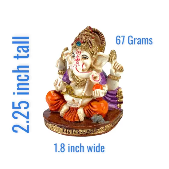 Acrylic Ganesh Statue 2.25 Inch Hindu Lord Ganesha Mini Idol Statue for Home Office Car Dashboard India God Figurine Temple Pooja Room Diwali Navrathri Wedding Gift (1 Pc) Orange {5}