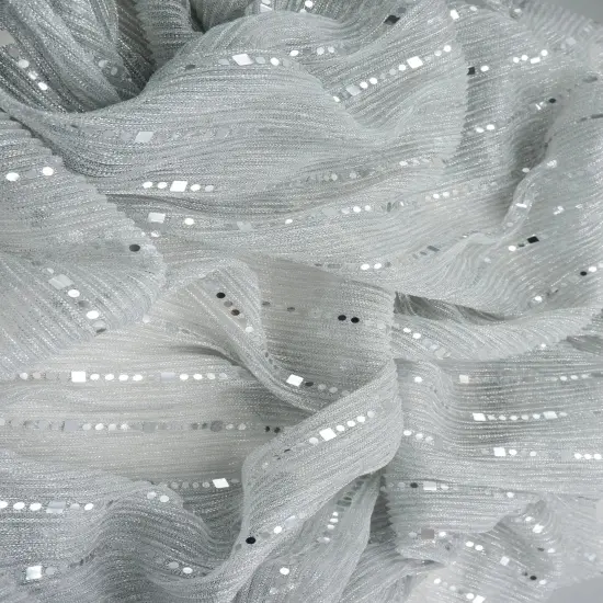 1 Yard Polyester Metallic 55 GSM Pleat Trans Fabric Sheer Soft 56/57" Width SILVER {2}