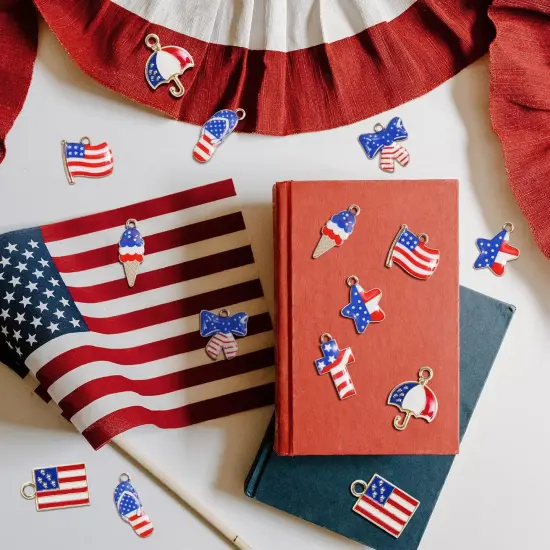 80 Pcs American Flag Patriotic Enamel Charms Pendant {2}