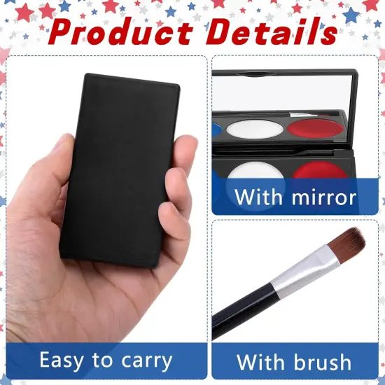 2 Set Patriotic Face Paint Kit with 12Pcs Stencil Stickers and Brush {3}