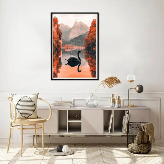 5D Diamond Art Kits for Adults, Black Swan Diamond Painting Art Animal DIY Full Round Drill Kits, Embroidery Rhinestone Diamond Crystal Craft Canvas Home Wall Decor 12x16 inch {4}