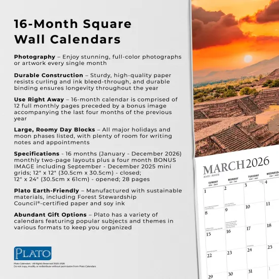 Magic Places | 2026 12 x 24 Inch (Hanging) Monthly Square Wall Calendar | Foil Stamped Cover {6}