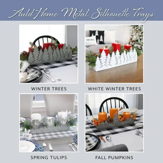 Christmas Tree Galvanized White Metal Tray 16x4x6in Farmhouse Decor {5}