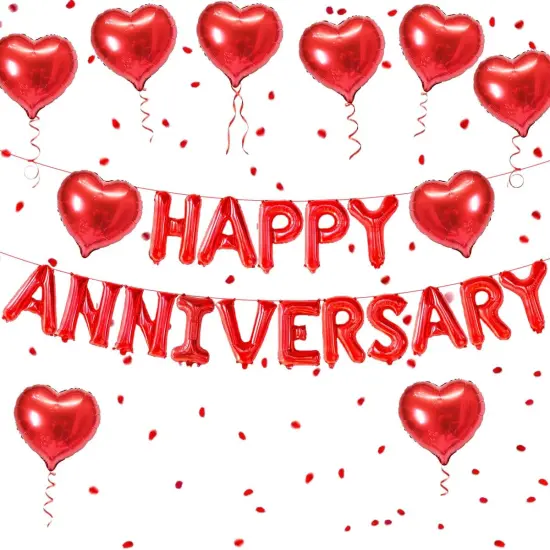 2 Set 16 Inch Happy Anniversary Balloons Letters Banner {1}