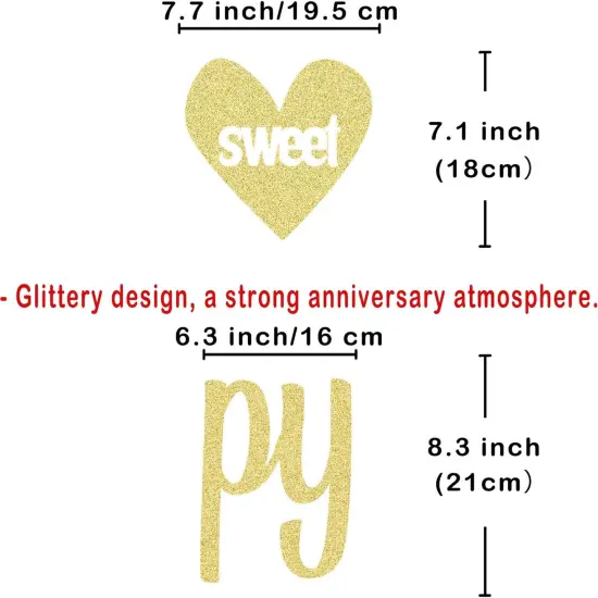 Happy Anniversary Decorations &ndash; Gold Banner, Pom Poms, Swirls & Garland {2}
