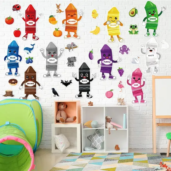 36 Pcs Color Bulletin Board Decorations for Classroom,Color Crayon Posters {4}