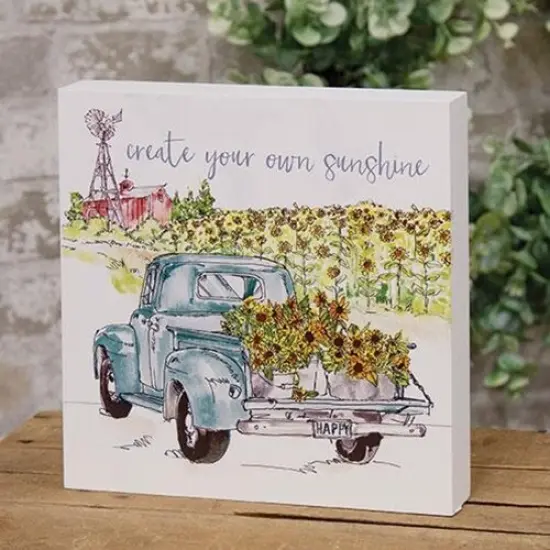 Create Your Own Sunshine Box Sign with Blue Truck and Sunflower Field {2}