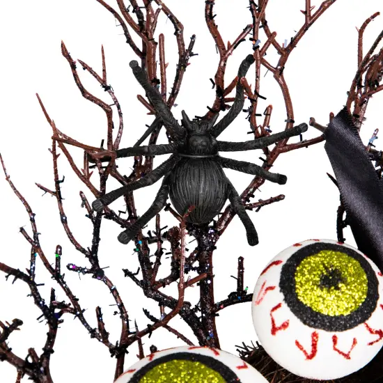 Northlight Eyeballs and Spiders Halloween Twig Wreath - 24" - Unlit Black {6}