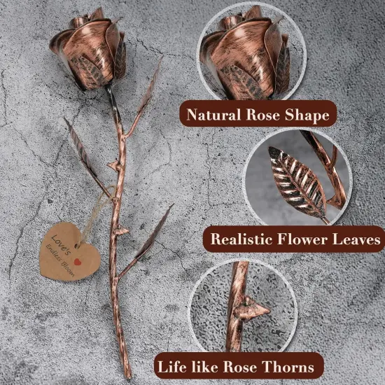 Metal Rose & Bronze Copper Rose Gifts {3}