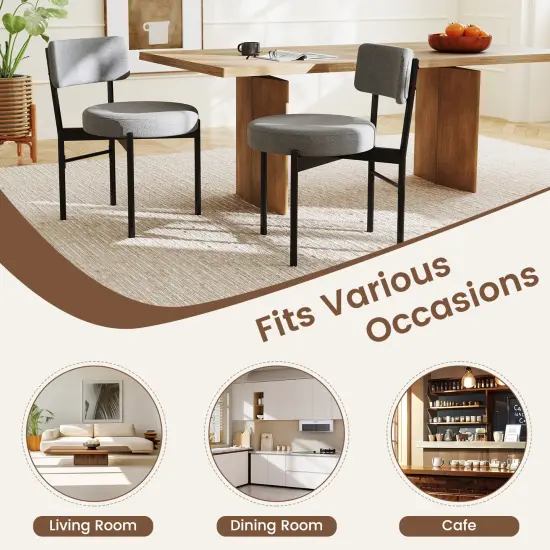 Dining Chair Set of 2 with Curved Backrest and Padded Seat for Comfort Grey {6}