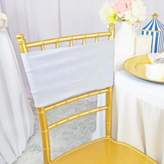 10 Pieces White Embossed Spandex Chair Bands 7.5"x13" Durable Banquet Decor {3}