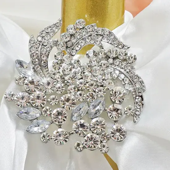 Floral Rhinestone Chair Sash Buckle Silver Metal Accent 2 Inch Width {5}