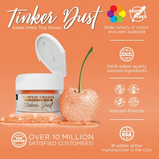 Bakell - Pumpkin Tinker Dust Edible Glitter (5g, 1x Jar) for Food, Desserts, and Beverages! {2}