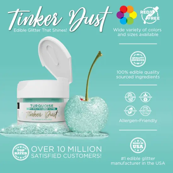Bakell - Turquoise Tinker Dust Edible Glitter (5g, 1x Jar) for Food, Desserts, and Beverages! {2}