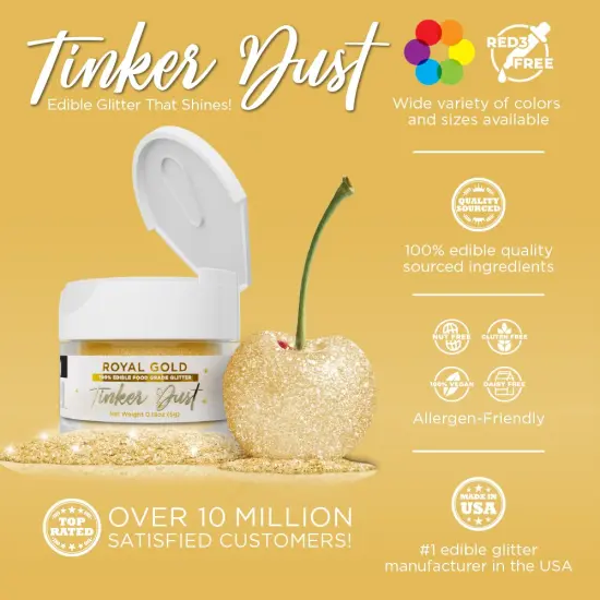 Bakell - Royal Gold Tinker Dust Edible Glitter (5g, 1x Jar) for Food, Desserts, and Beverages! {2}