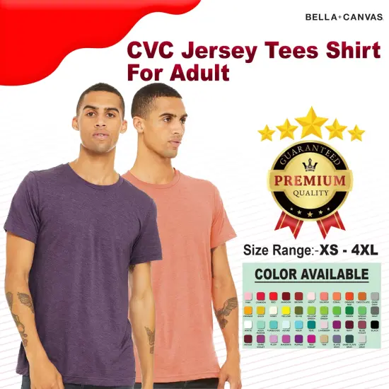 BELLA + CANVAS&reg; Crewneck Short Sleeve CVC Jersey Tees Heather prism lilac {2}
