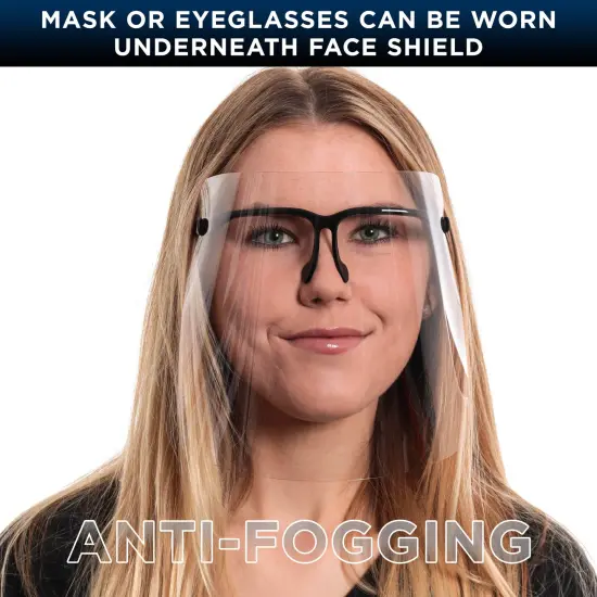 Face Shields with Black Glasses Frames (20 Packs of 25) - Ultra Clear Protective Full Face Shields to Protect Eyes Nose Mouth - Anti-Fog PET Plastic {4}