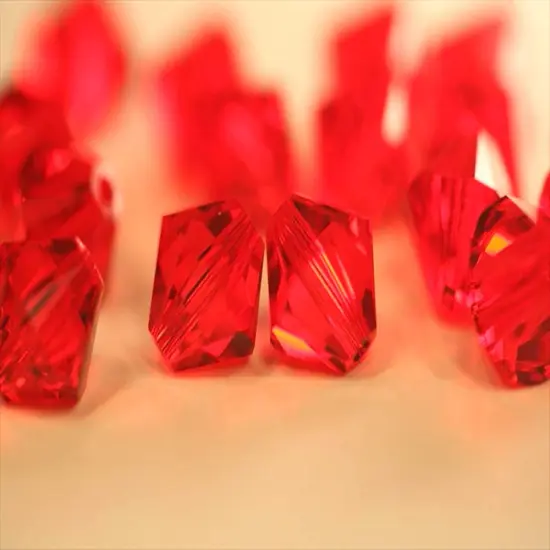 200pcs Authentic Preciosa 6mm Faceted Bicone Crystal Loose Beads Light Siam Red Compatible with Swarovski 5301/5328 for DIY Jewelry Making Pre-B606 {3}