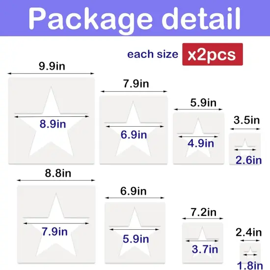 16 Pcs Patriotic Star Stencils (Different Sizes) {2}