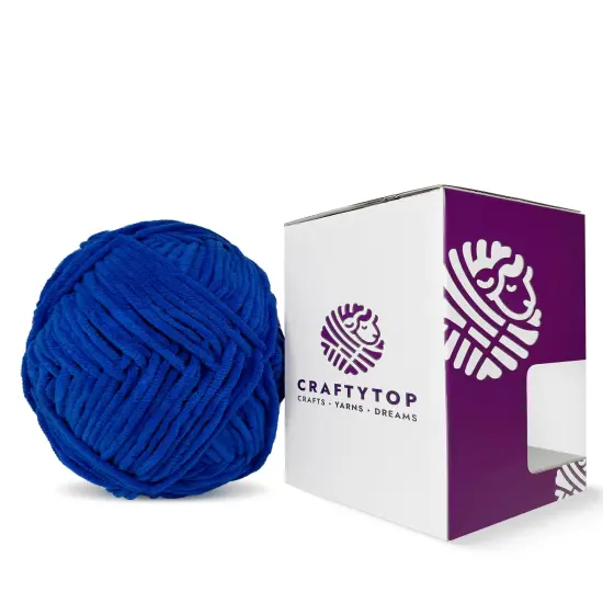 Craftytop&trade; Bulky Velvet Yarn #5 for Knitting & Crochet (Blue Ocean) {3}