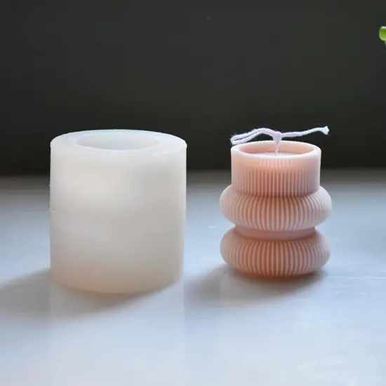 Barrel Striped Candle Silicone Mold Geometric Pillar Candle Soap Mold {5}