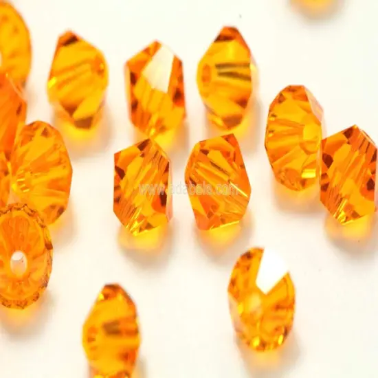 200pcs Authentic Preciosa 6mm Faceted Bicone Crystal Loose Beads Sun Orange Compatible with Swarovski 5301/5328 for DIY Jewelry Making Pre-B612 {4}