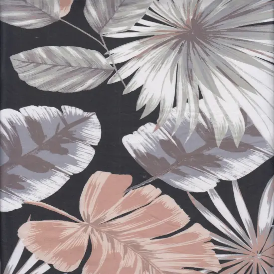 1 Yard DTY Brushed Tropical Leaf Digital Print Fabric 170 GSM Poly Spandex 58/60" Width BLACK {1}