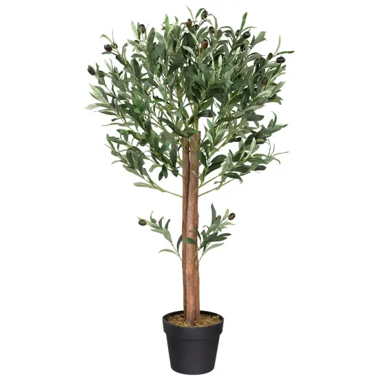 Northlight Artificial Olive Tree with Foliage In a Black Pot - 40" Green {3}