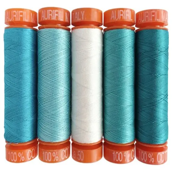 Aurifil Seaglass Thread Set by Allie McCathren | (5 50wt Cotton Small Spools.) {3}