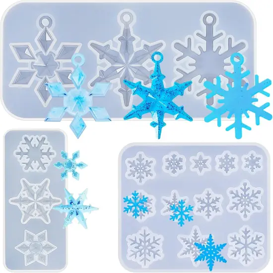 3 Pcs 3D Snowflake Silicone Mold Fondant Snowflake Chocolate Candle(Clear) {1}