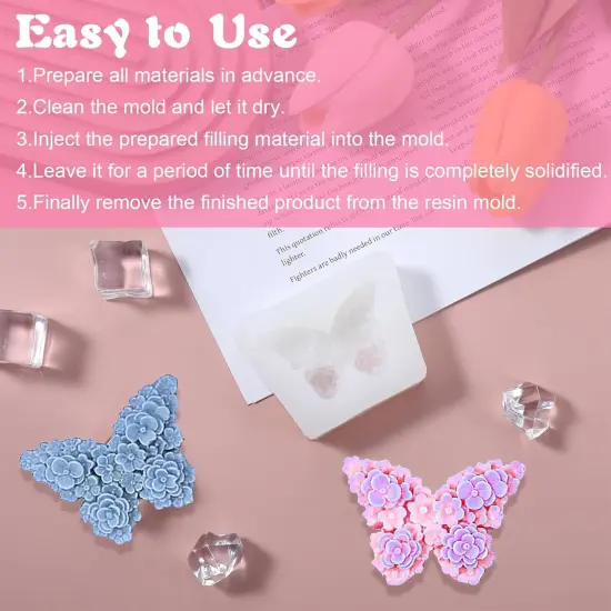 2Pcs Flower Butterfly Silicone Molds, Floral Butterfly Candle Molds {5}