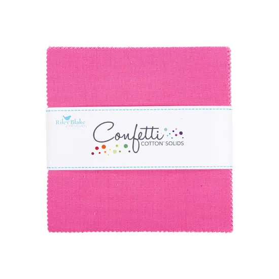 Confetti Cotton 5" Square Pack (Charm Pack / 5" Stacker) in Riley Hot Pink byfor Riley Blake (5-120-RHOTPINK-42) {1}