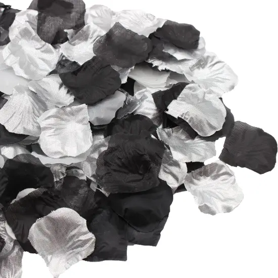 900PCS Silver Black White Artificial Flowers Silk Rose Petals Flower Girl Scatter Petals for Wedding {2}